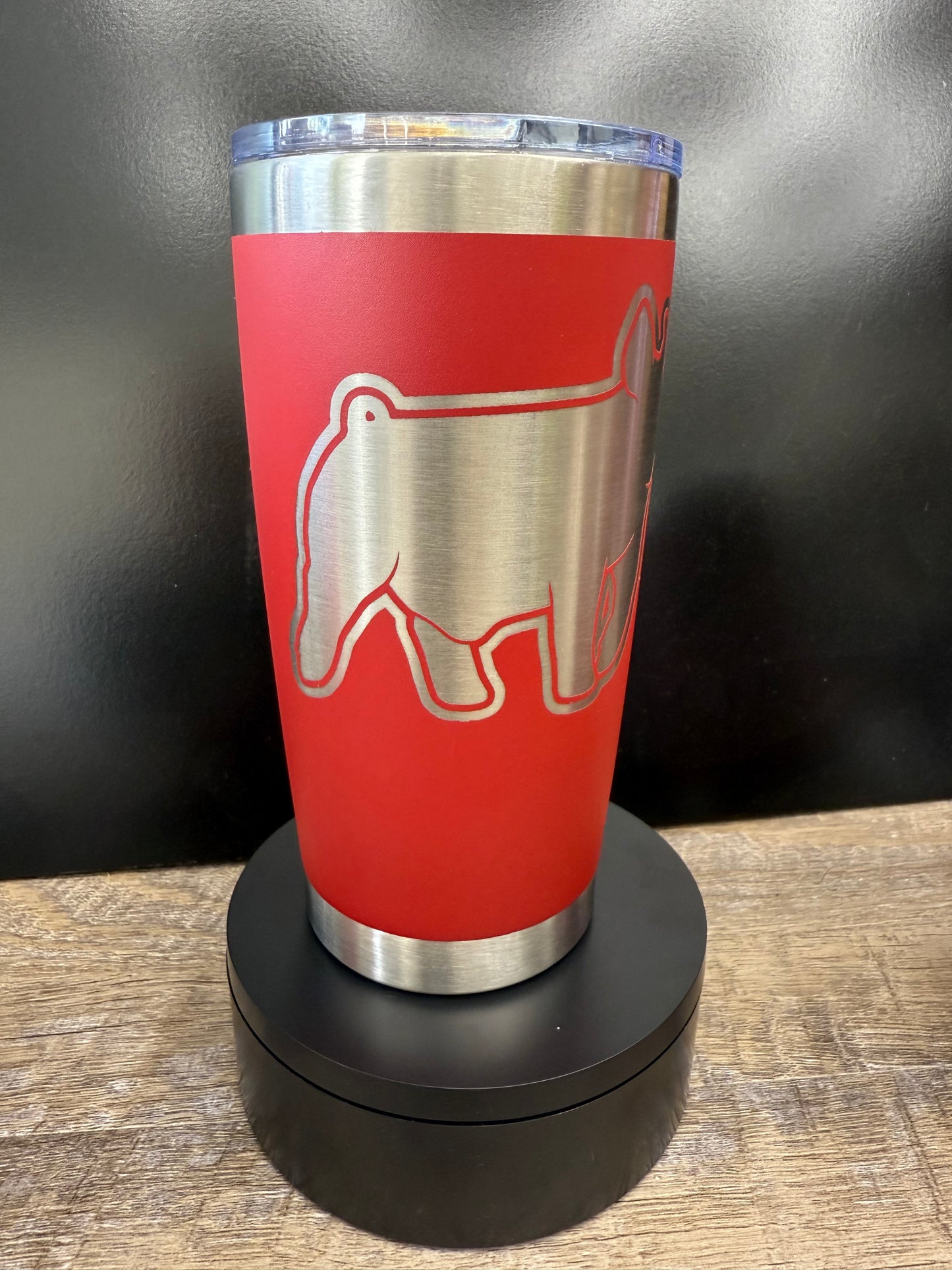 20 ounce tumbler with engraved show pig