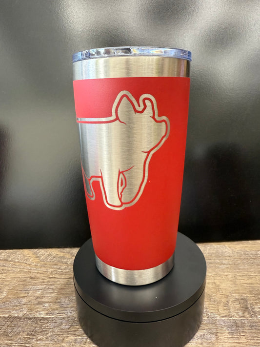 20 ounce tumbler with engraved show pig